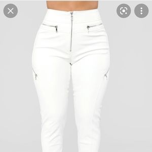 Faux leather white pants